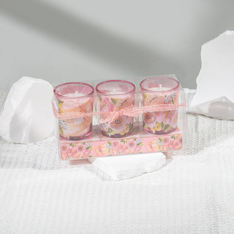 母の日のクラシックな小さな丸いガラスカップの香りのキャンドル 3 個セット - エコソイキャンドルメーカー