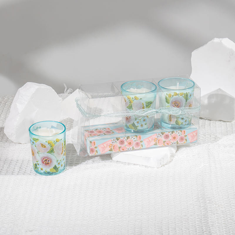 母の日のクラシックな小さな丸いガラスカップの香りのキャンドル 3 個セット - エコソイキャンドルメーカー