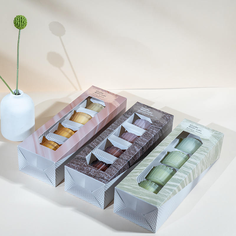 縦縞の小さなドワーフガラスのキャンドルカップ4個セット