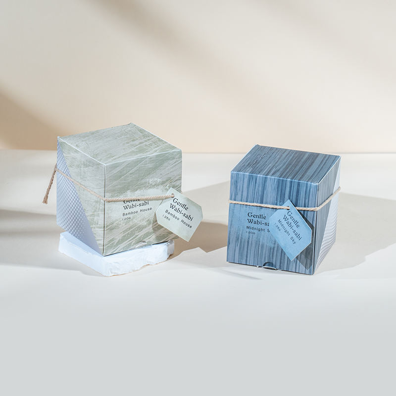 縦ストライプの丸いガラスのキャンドルカップの香りのキャンドル - エコソイワックスキャンドルベンダー