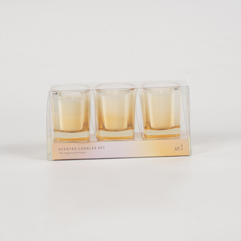 グラデーションカラーのスクエアキャンドル3個セット