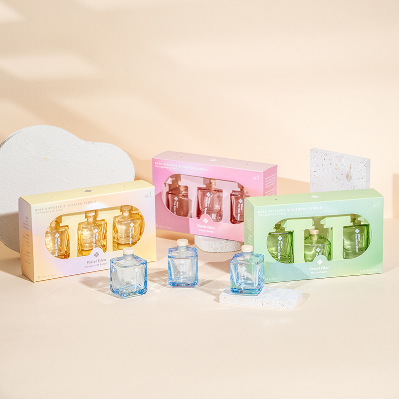 3PCS スクエアボトルリードディフューザーセット-3PCS アロマセット