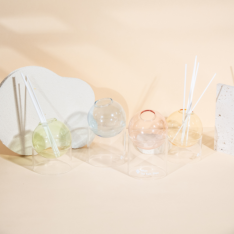 透明ガラスベース、ガラスボール型リードディフューザースタイリングアロマ