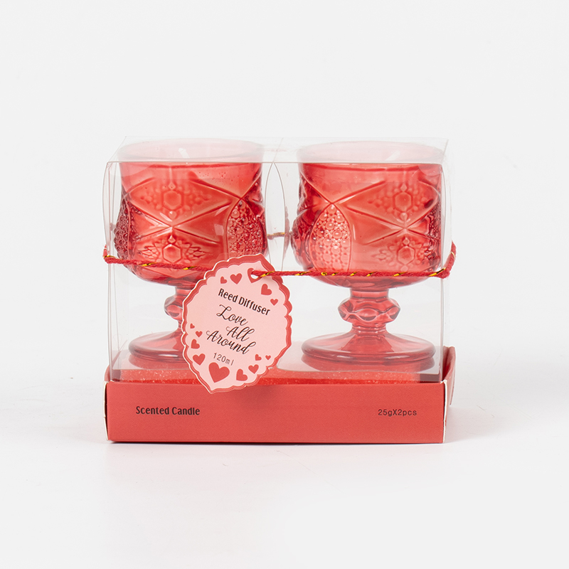 バレンタインクラシックスタイリッシュカップ香りキャンドル2個セット-ogranicエコソイワックスキャンドルセットメーカー