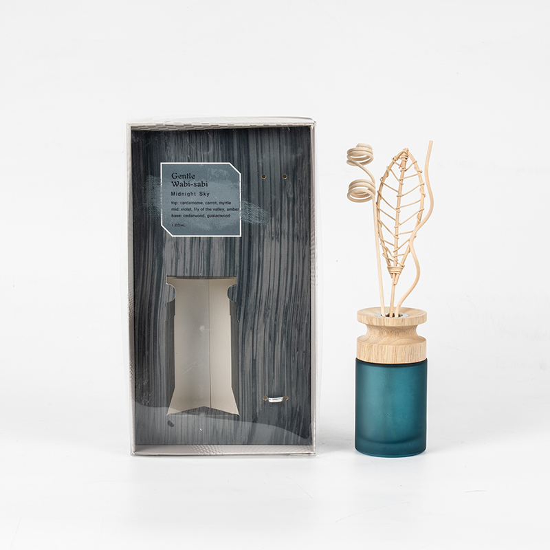 高円筒ガラスフラスコプレミアムリードディフューザー、木製スティックアロマディフューザーベンダー付き