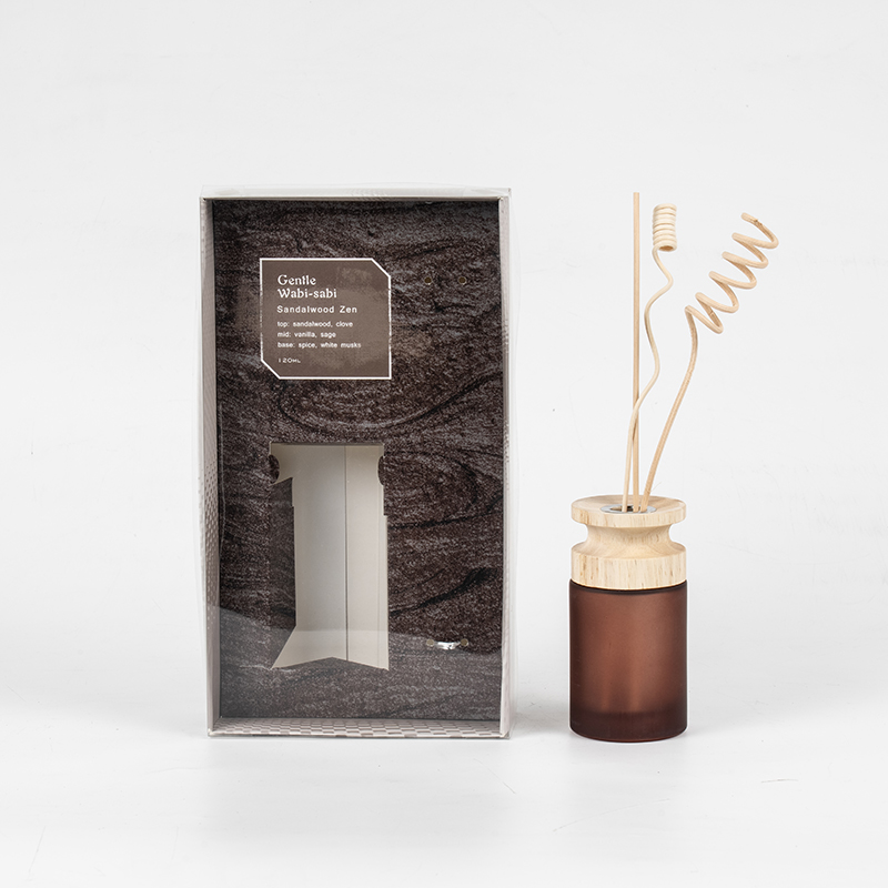 高円筒ガラスフラスコプレミアムリードディフューザー、木製スティックアロマディフューザーベンダー付き